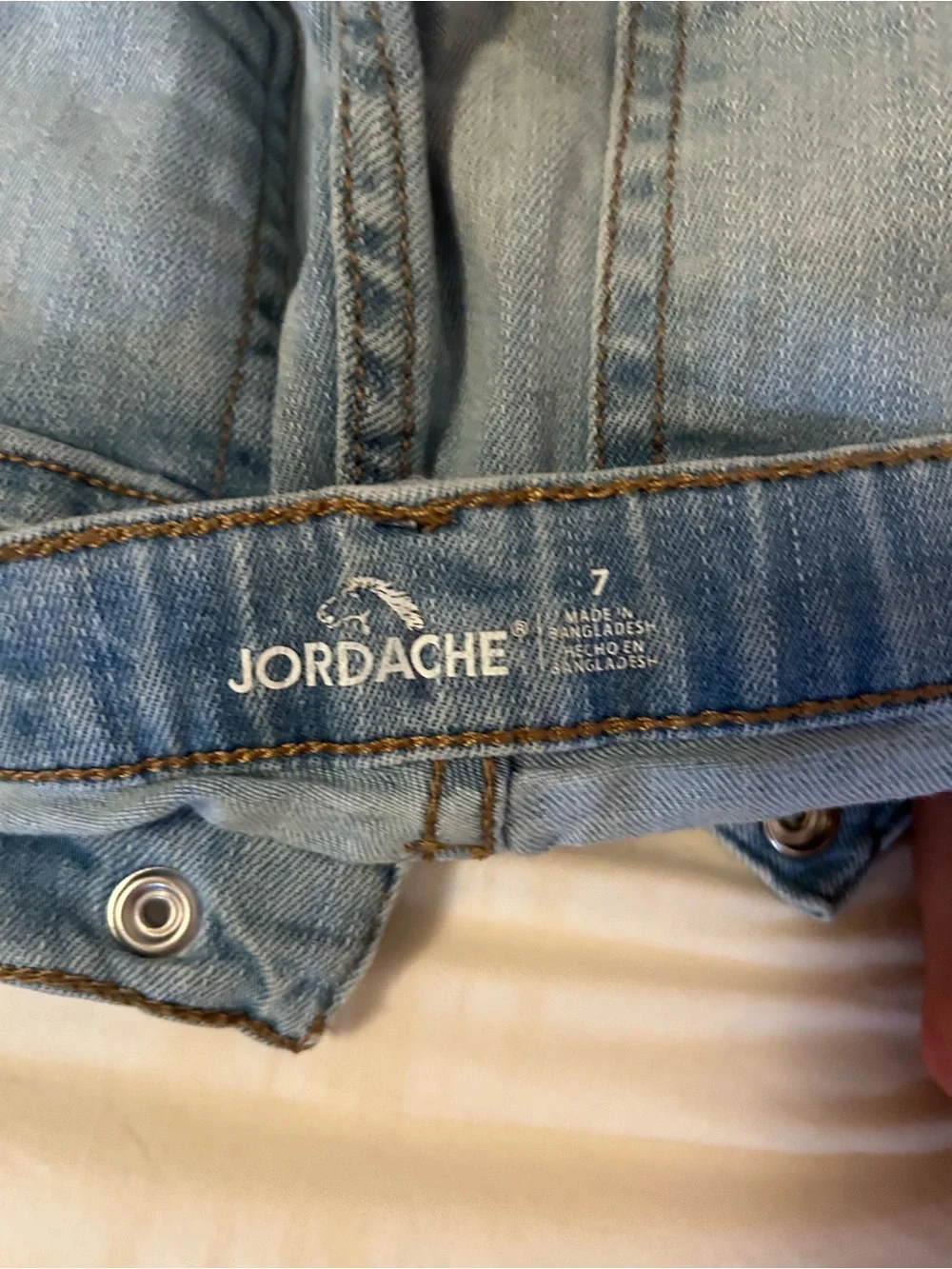 Jordache Light Blue Distressed Button-Front Denim Shorts